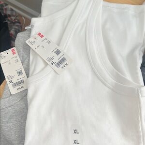 UNIQLO Women's Ribbed Tank Tops - 1-White and 1 gray